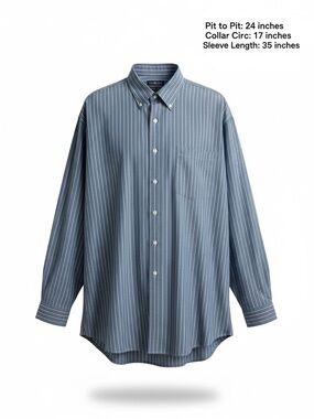 Men's Blue Vertical Stripe Button-Down Shirt.  Dry Cleaned & Ready to go!